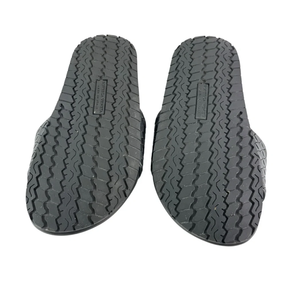 BOTTEGA VENETA Black Intrecciato Woven Leather Men Slide Sandals 40-7US - Picture 8 of 11